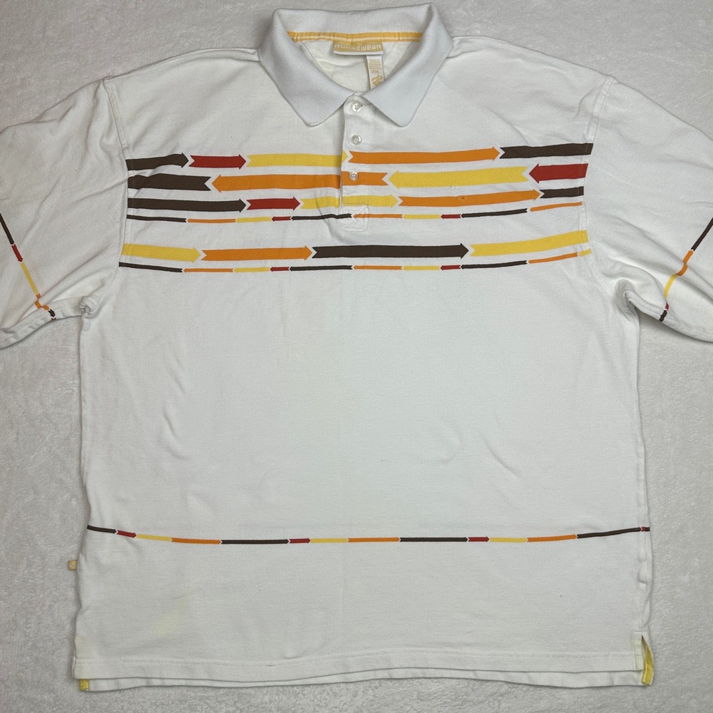 Rocawear Men's 2XL White Graphic Polo Shirt Arrow Print Long-Sleeve‎